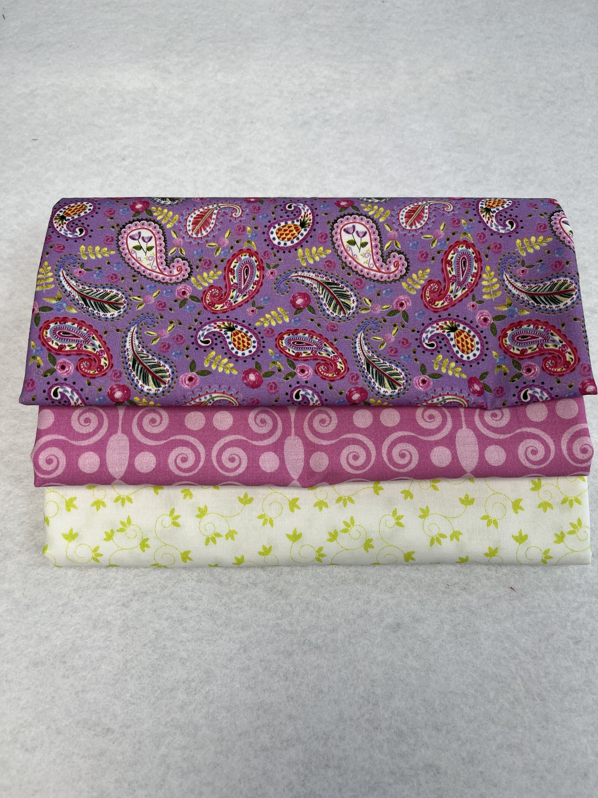 3 - 1 yard Bundle - Paisley on Purple