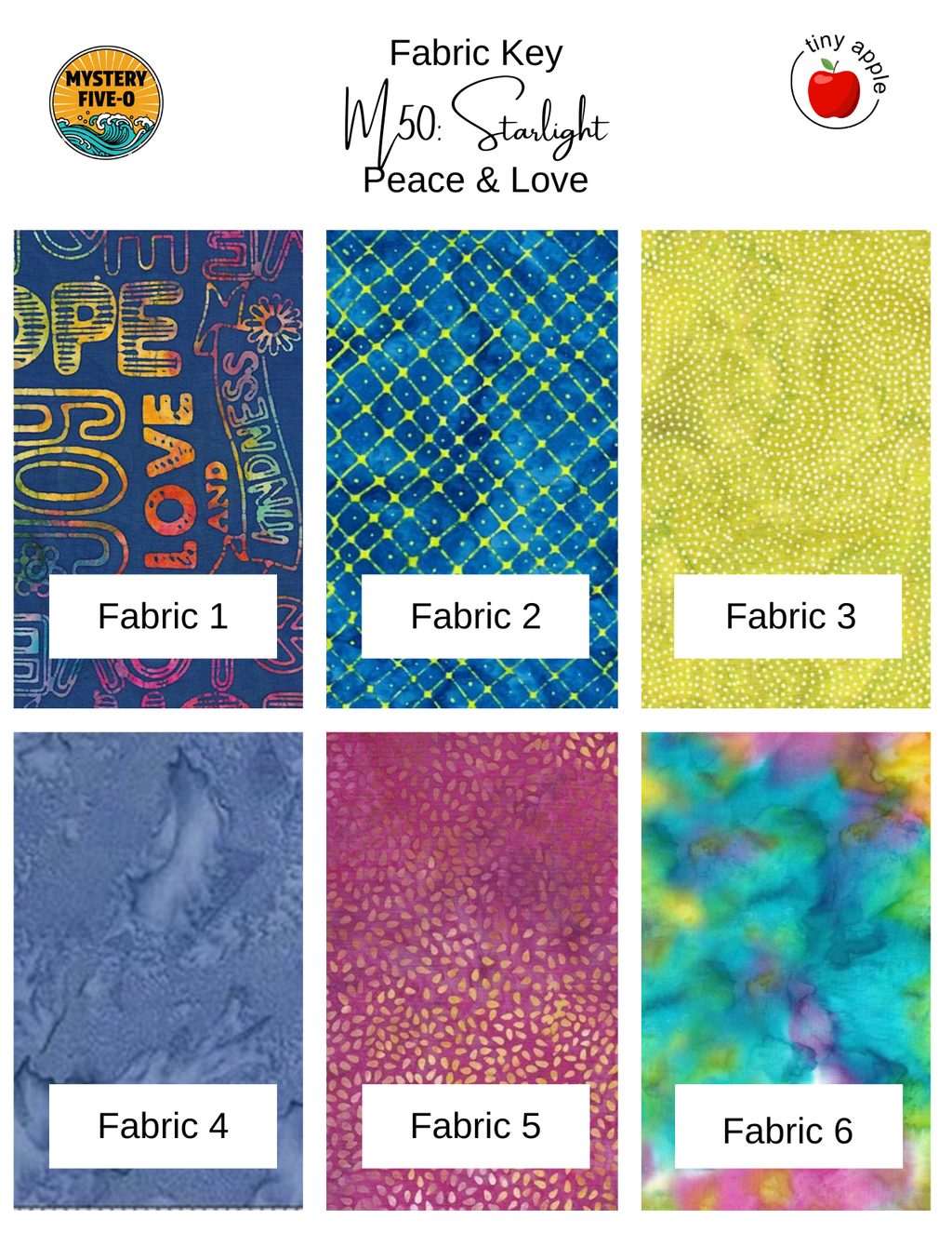 Fat Quarter Bundle (6) M50 | Peace and Love Batik