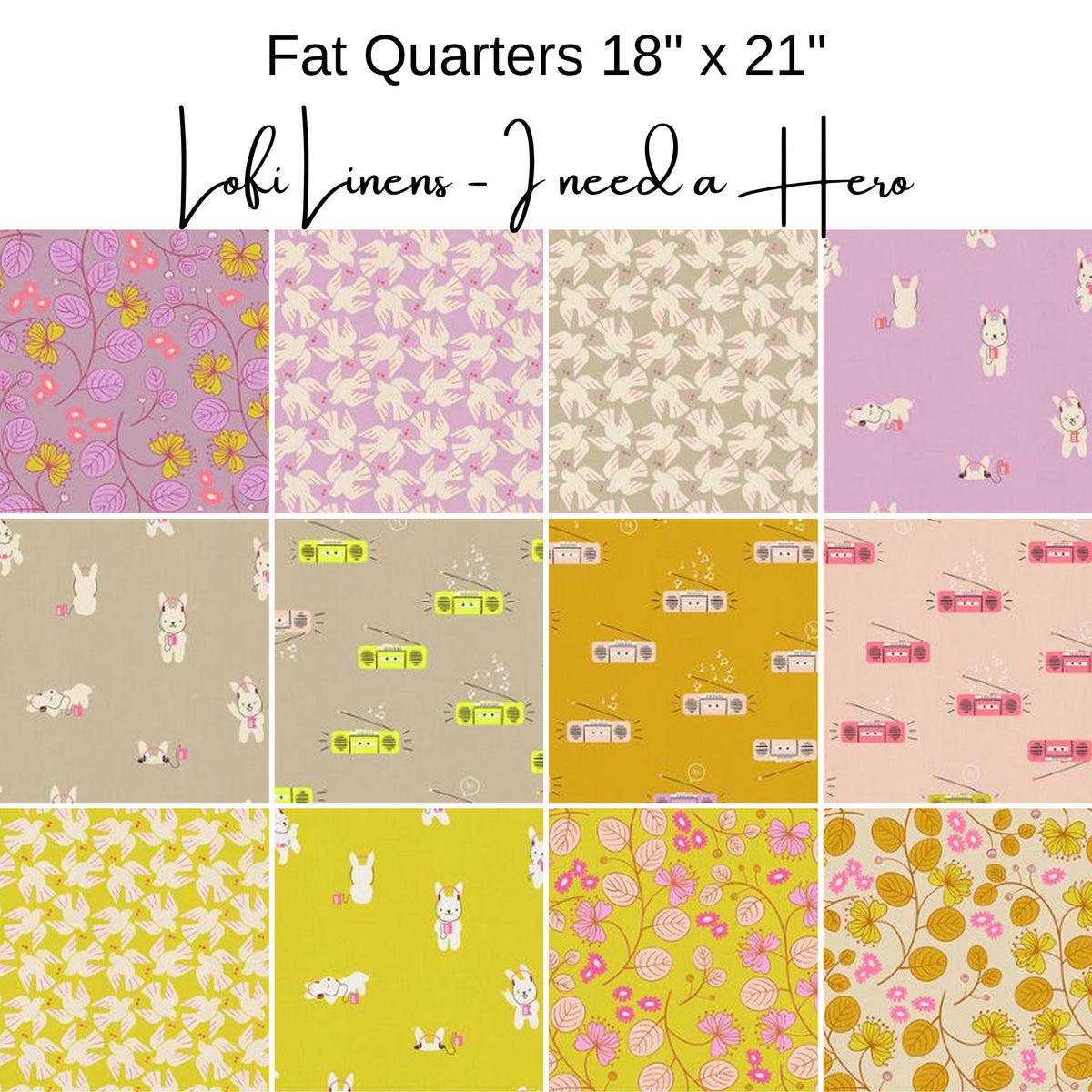 Fat Quarter Bundle (12) - Lofi Linens - I Need A Hero