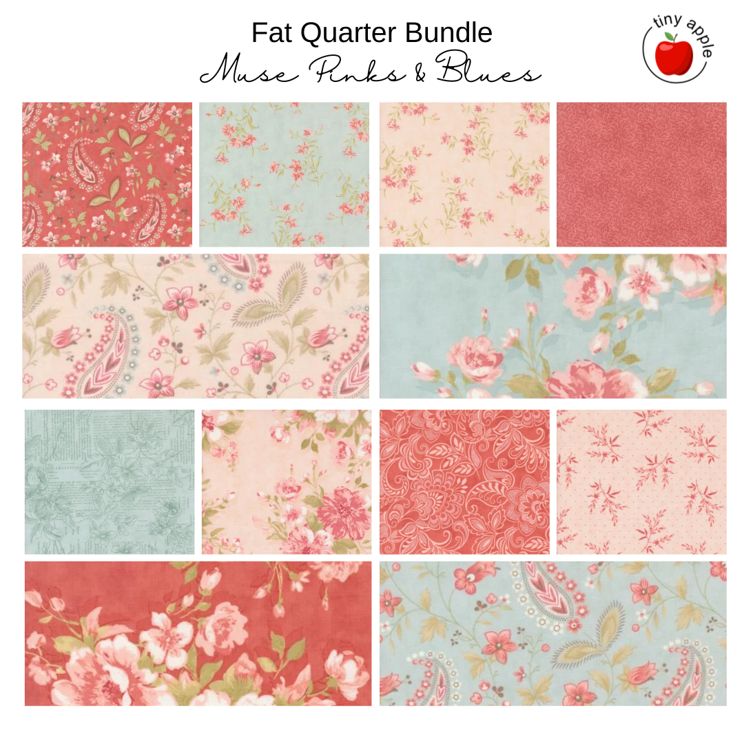Fat Quarter Bundle (12) Muse Pinks & Blues by 3 Sisters