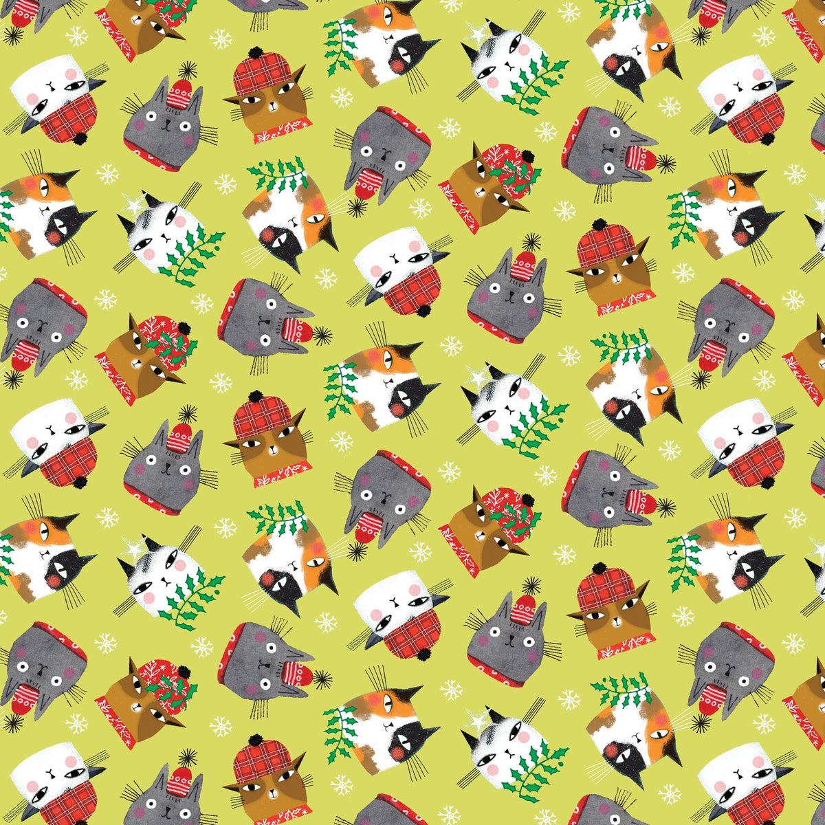 Meowy Christmas - Cat Christmas Toss - Light Lime