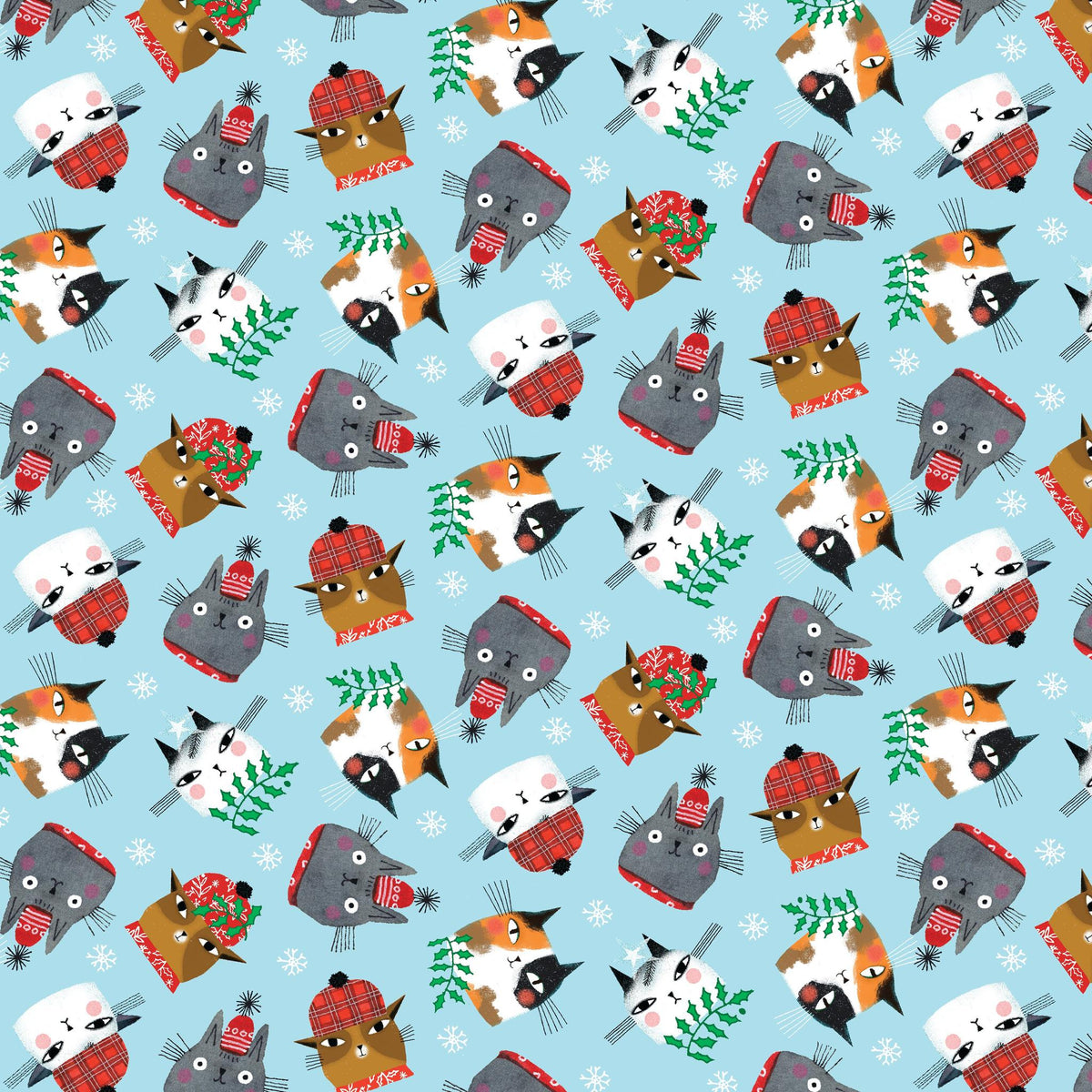 Meowy Christmas - Cat Christmas Toss - Light Turquoise