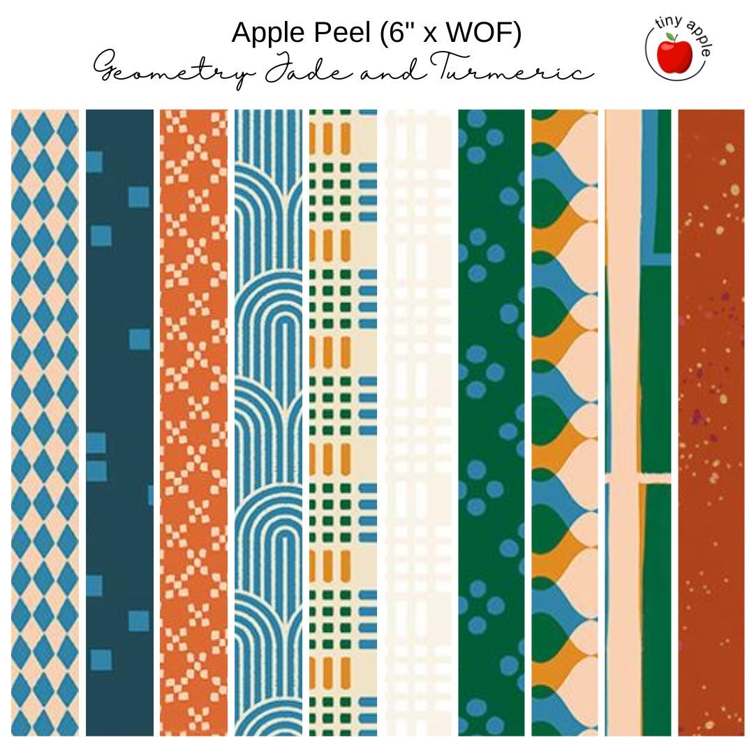 6" Apple Peels (10) - Geometry - Jade and Turmeric