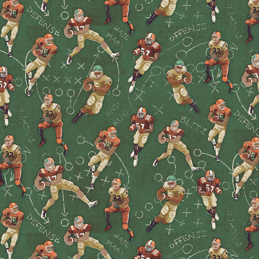 Touchdown - Football Players Green background By Skyline Studio