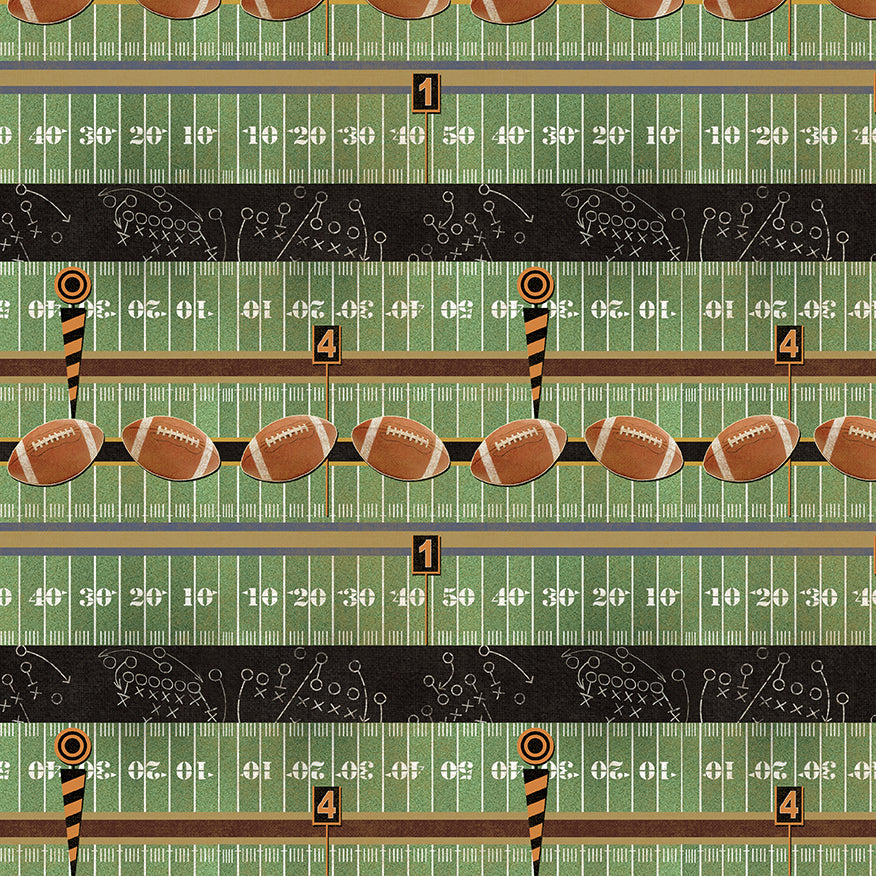 Touchdown - Grid Iron Stripe Green background By Skyline Studio
