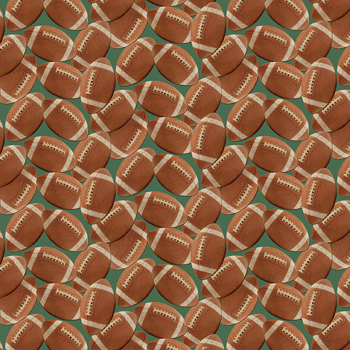 Touchdown - Footballs Leather-Green By Skyline Studio