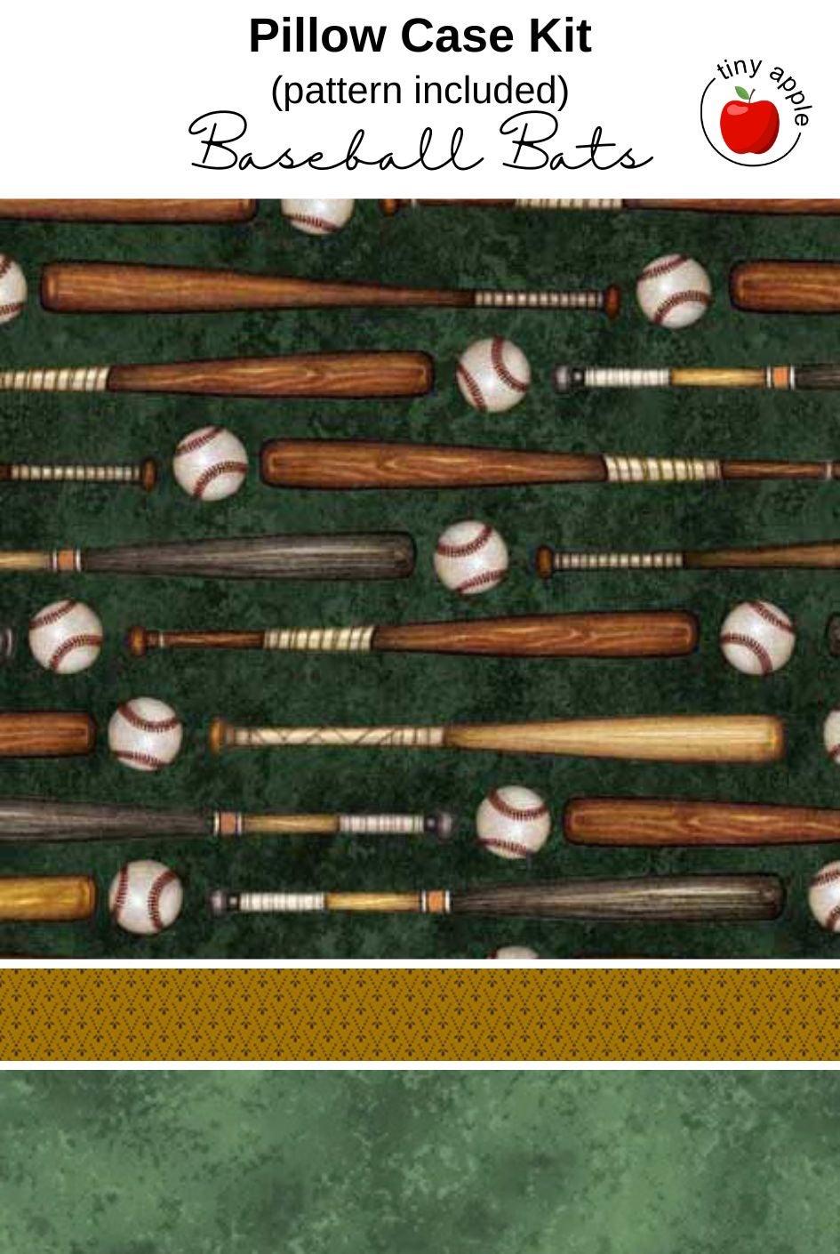 Kit: Burrito Pillowcase - Baseball Bats (pattern included)