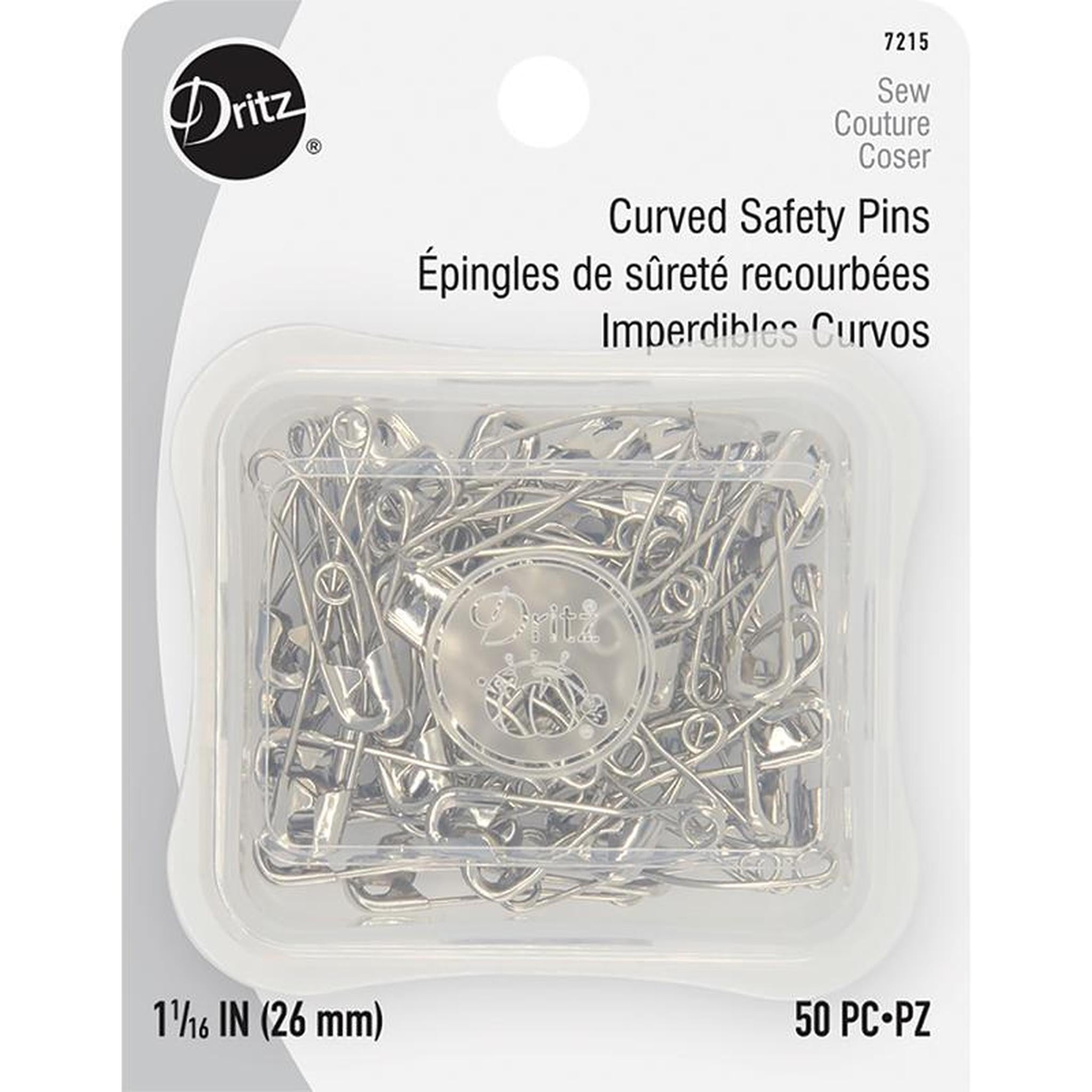 Curved Safety Pin 1 1/16in Size 1 50ct