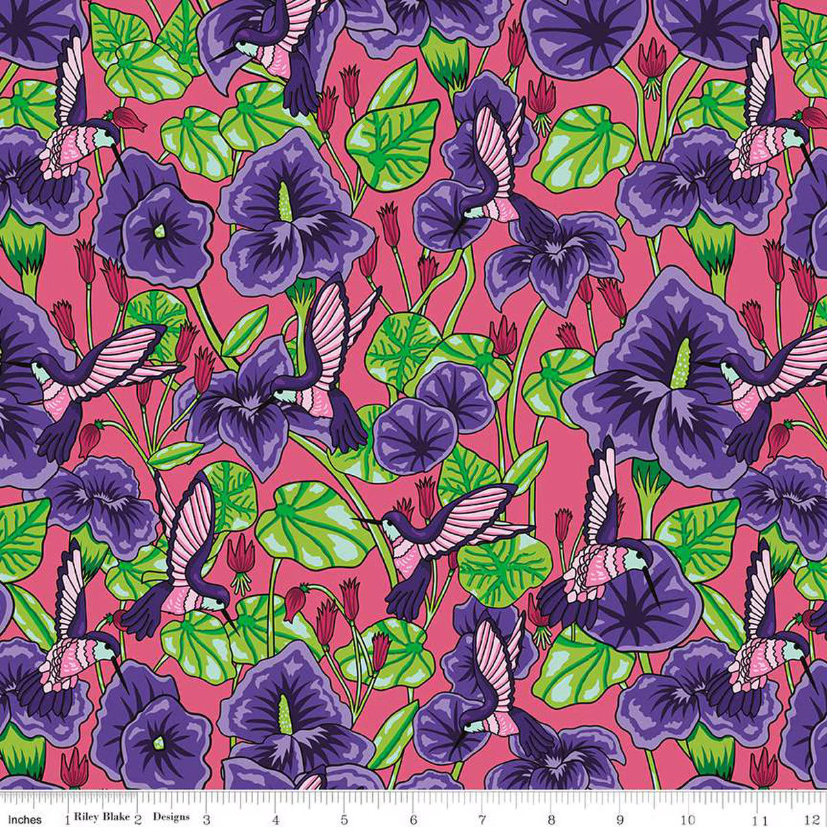 Botanic Blast by Sew Yeah Quilting - Hummingbird Floral: Raspberry