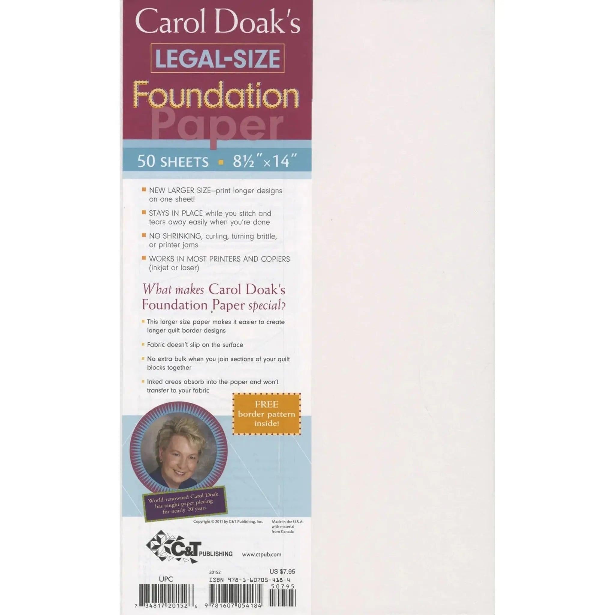 Carol Doak Foundation Paper 8.5" x 14", 50 Sheets