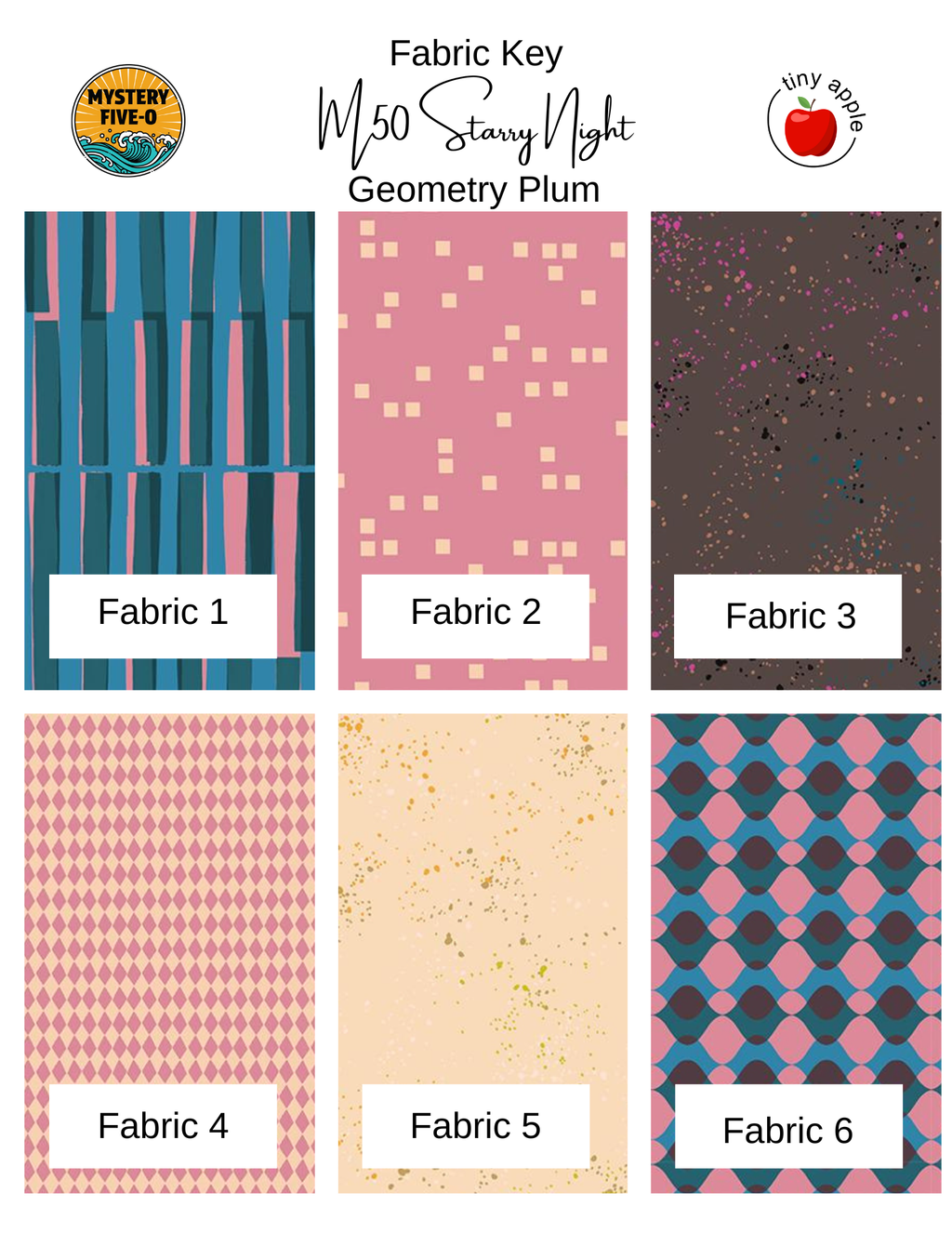 Fat Quarter Bundle (6) M50 | Geometry Plum