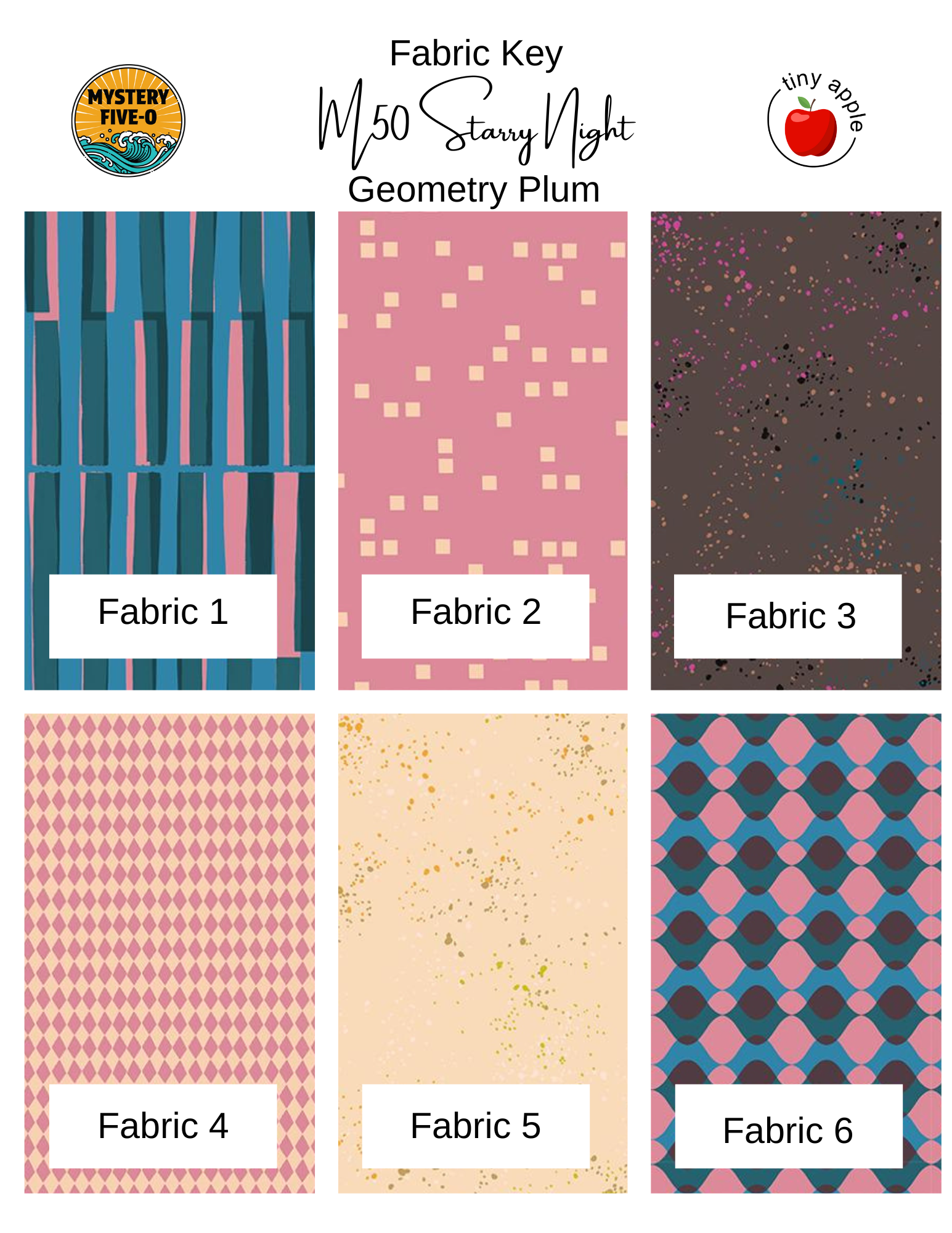 Fat Quarter Bundle (6) M50 | Geometry Plum