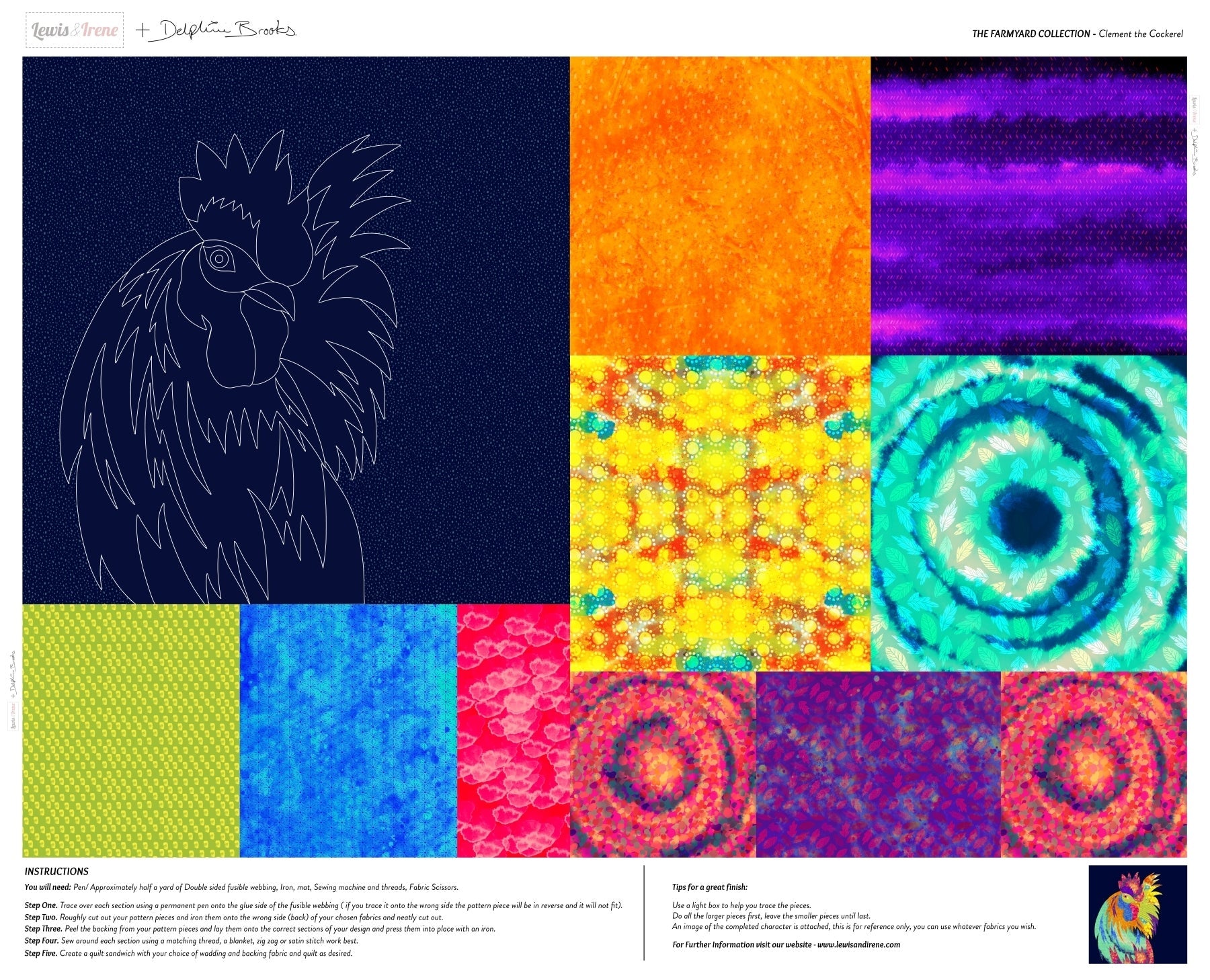 The Farmyard Collection Clement the Cockerel - Panel (36"x44")