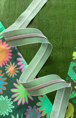 Zipper - Green Stripe Tape with Nickel Teeth #5