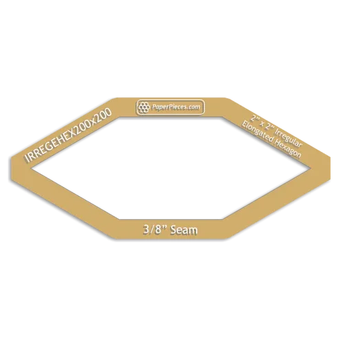 Paper Pieces: Elongated Hexagon 2" - Windowed Cutting Template