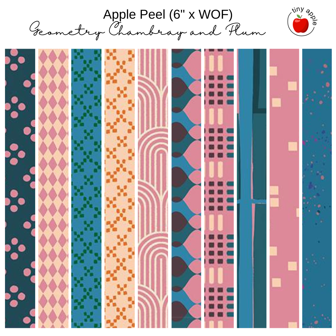 6" Apple Peels (10) - Geometry - Chambray and Plum