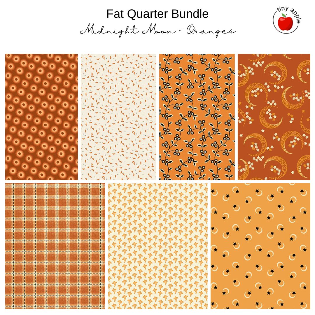 Fat Quarter Bundle (7) - Midnight Moon - Oranges