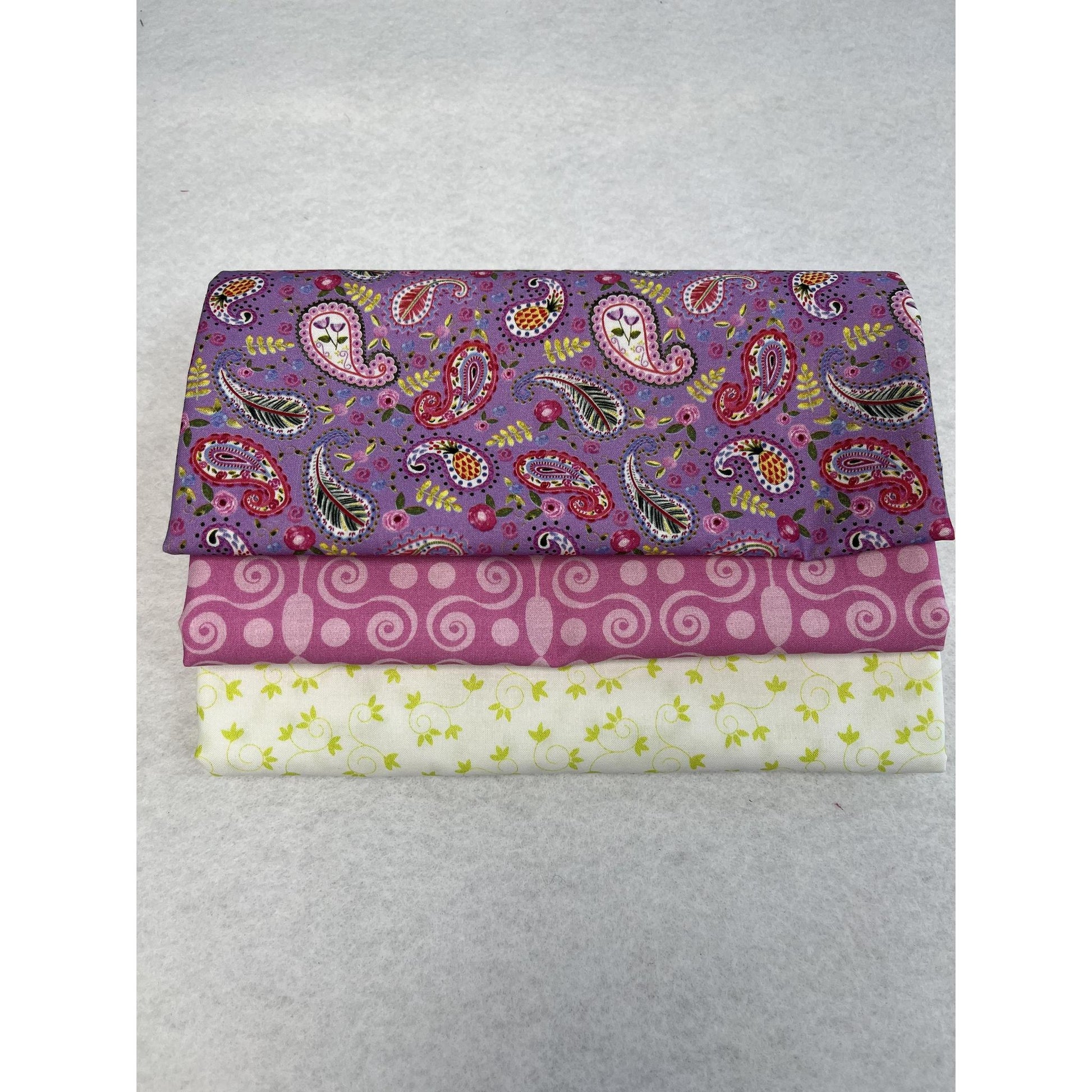 3 - 1 yard Bundle - Paisley on Purple