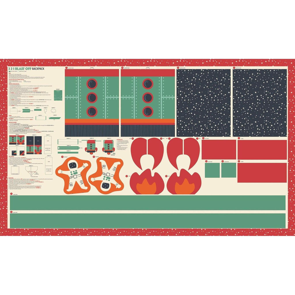 321 Blast Off - Rocket Backpack Panel Multi (36" x 60")