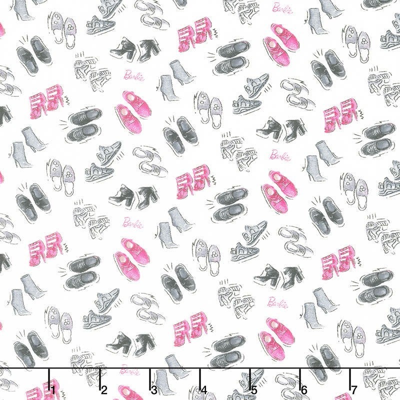 Barbie Girl - Shoes White by Mattel for Riley Blake