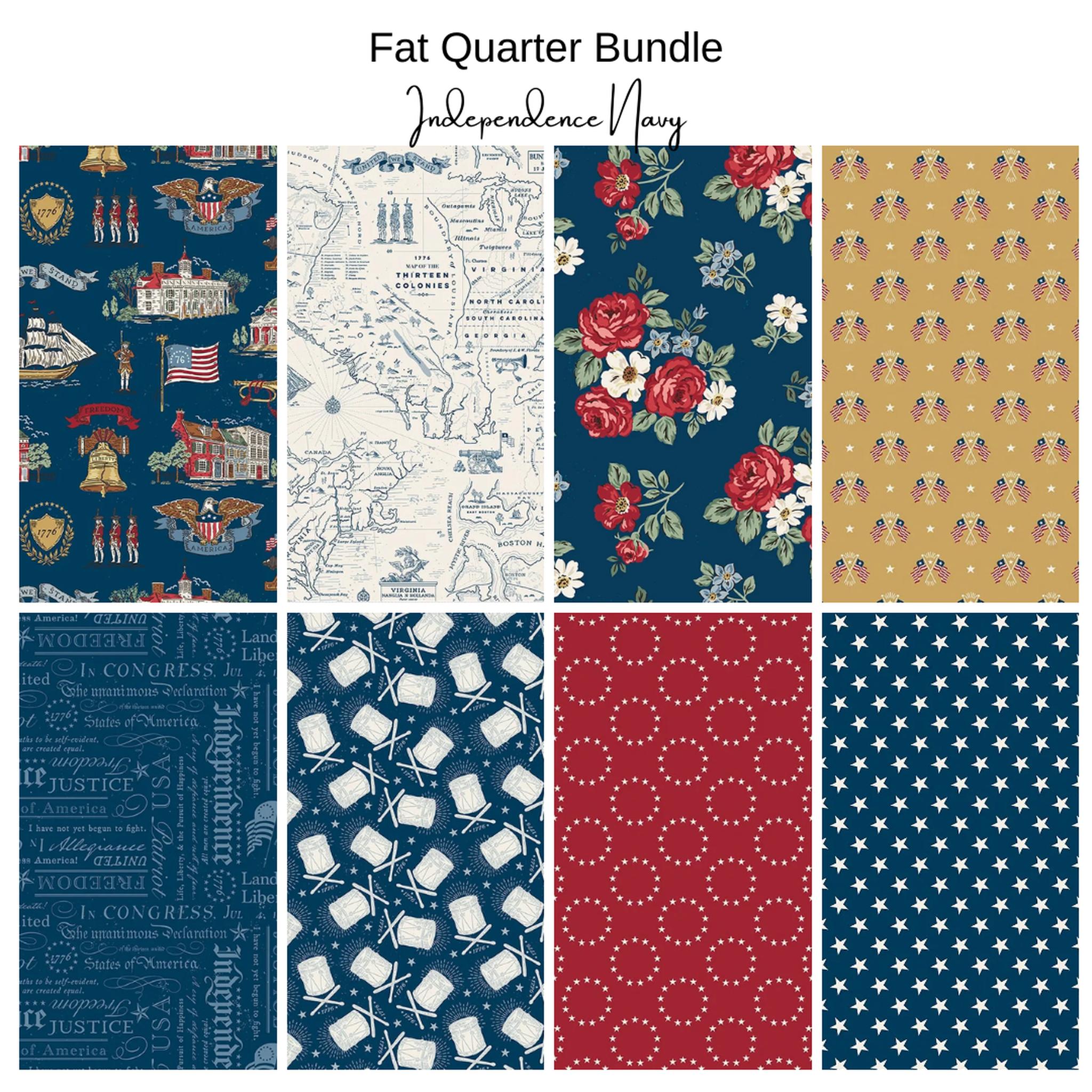 Fat Quarter Bundle (8) Independence Navy