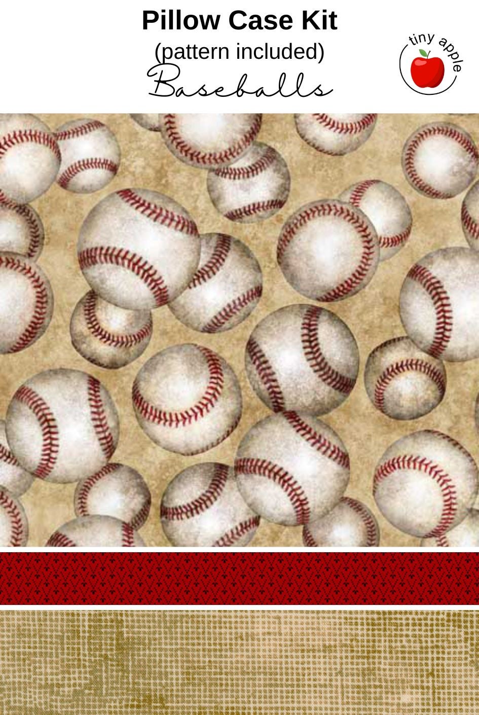Kit: Burrito Pillowcase - Baseballs (pattern included)