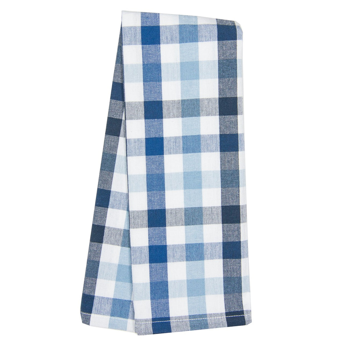 Dunroven House Navy Chambray Light Blue Check Tea Towel