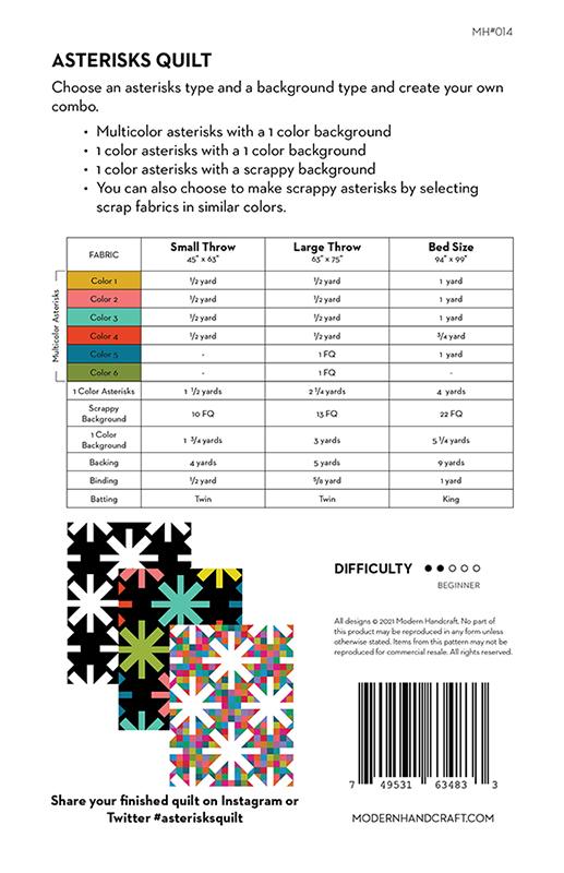 Asterisks Quilt Pattern by Modern Handcraft