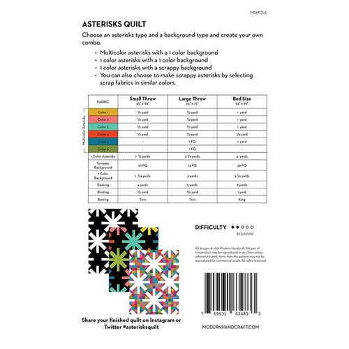 Asterisks Quilt Pattern by Modern Handcraft