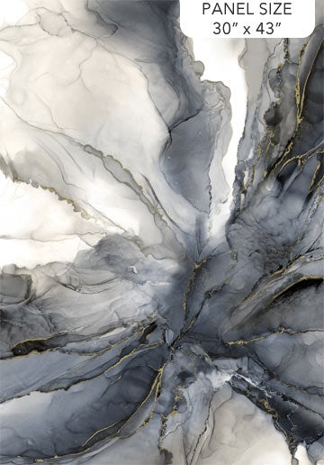 Northcott Midas Touch Black/Grey Panel - 30" x 43"