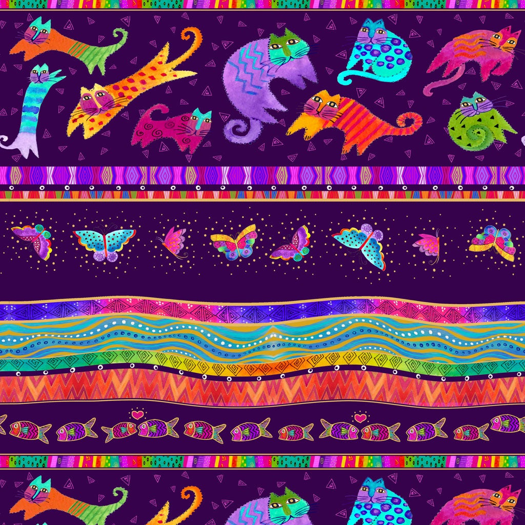 Fantasticats Pictorial Stripe - Purple/Gold Metallic