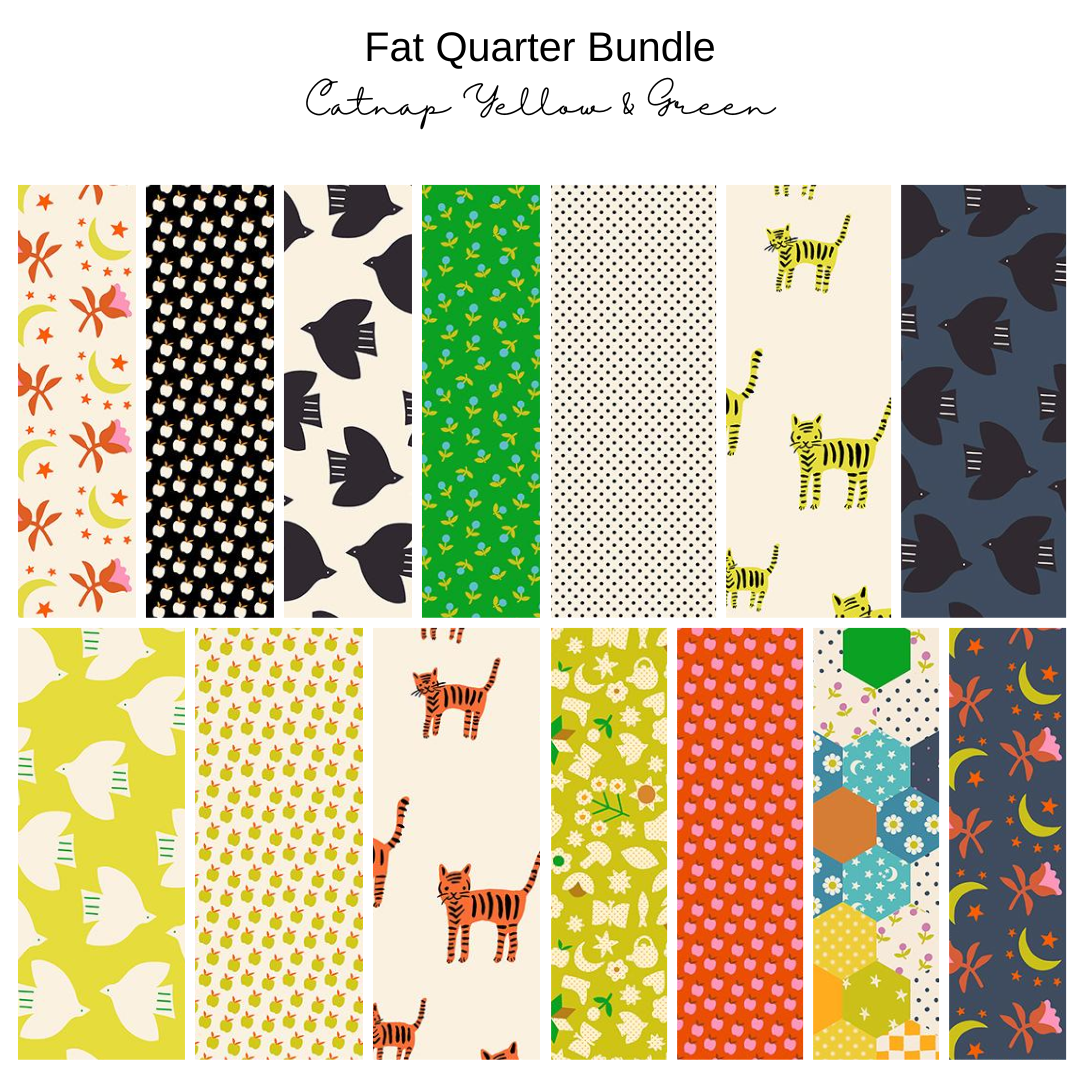 Fat Quarter Bundle (14) - Catnap - Yellow & Green