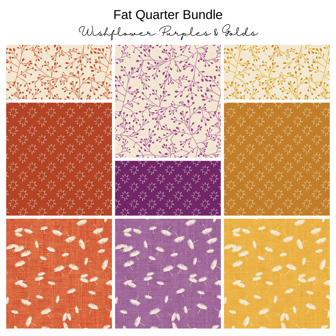 Fat Quarter Bundle (9) - Wishflower - Purple and Gold