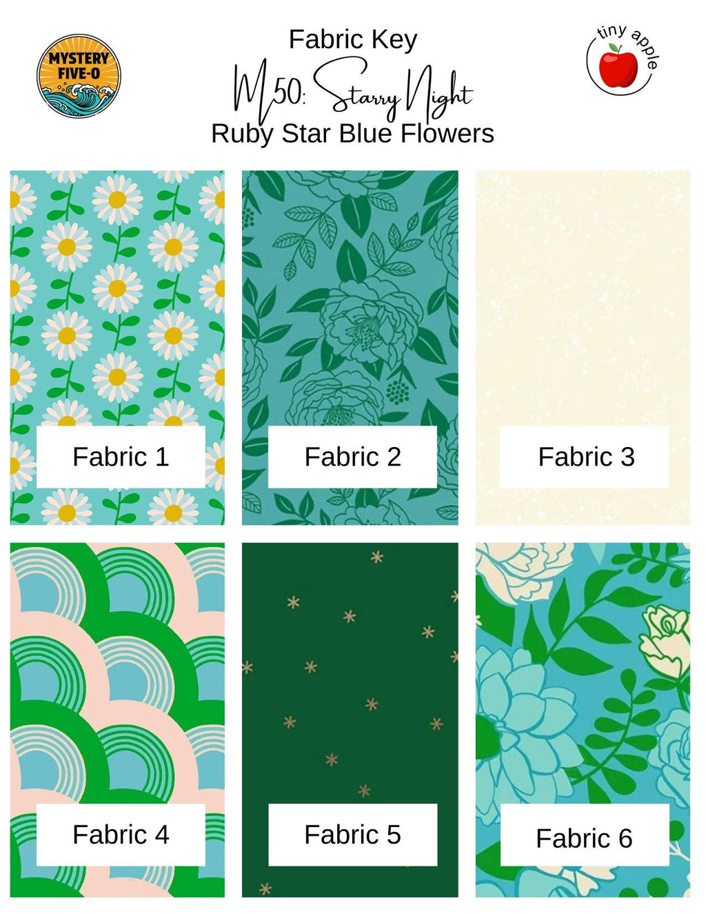 Fat Quarter Bundle (6) M50 | Ruby Star Blue Flowers 2
