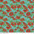 Botanic Blast by Sew Yeah Quilting - Small Carnations: Turquoise