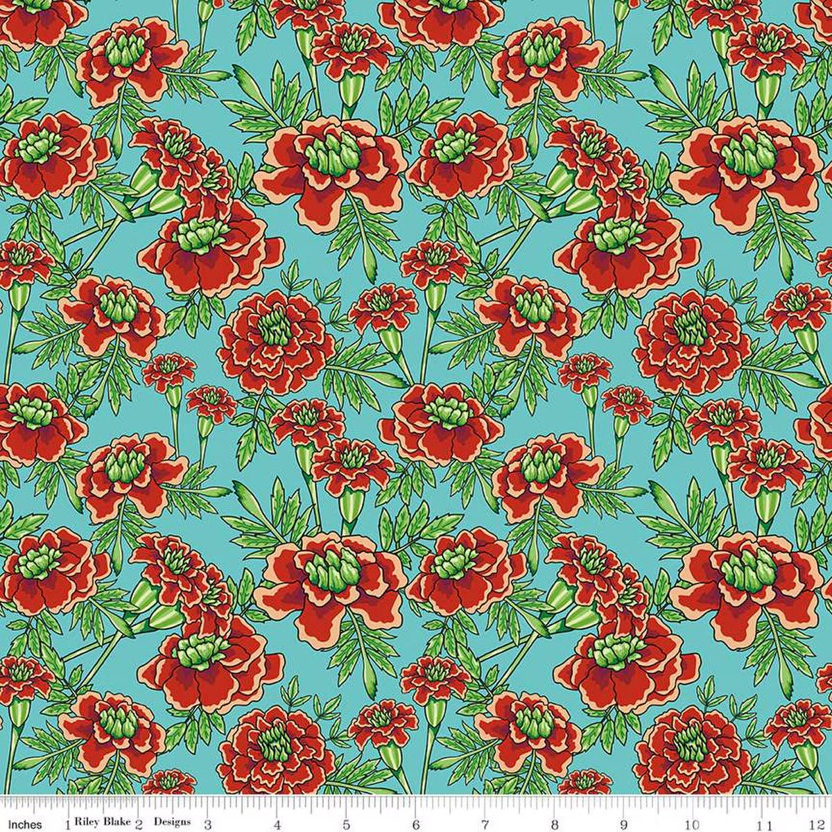 Botanic Blast by Sew Yeah Quilting - Small Carnations: Turquoise