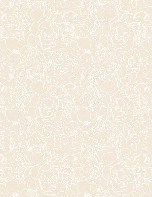 Peach Whispers Floral Outlines Cream
