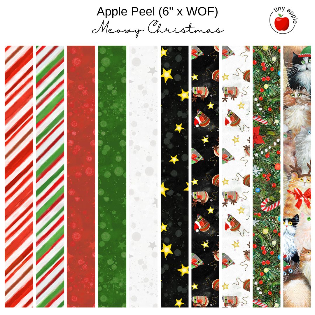6" Apple Peels (10) - Meowy Christmas