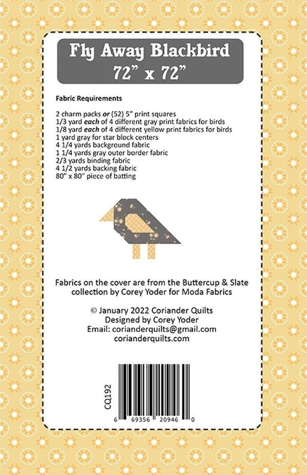 Pattern:  Fly Away Blackbird  72"  72" Charm Friendly