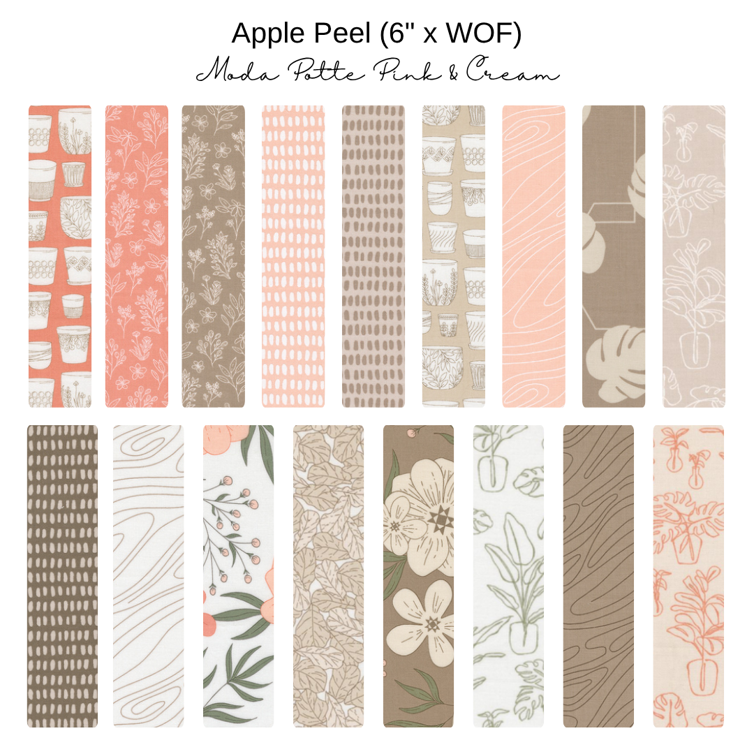 6" Apple Peels (17) - Potted by Kiley's Quilt Room -Pink