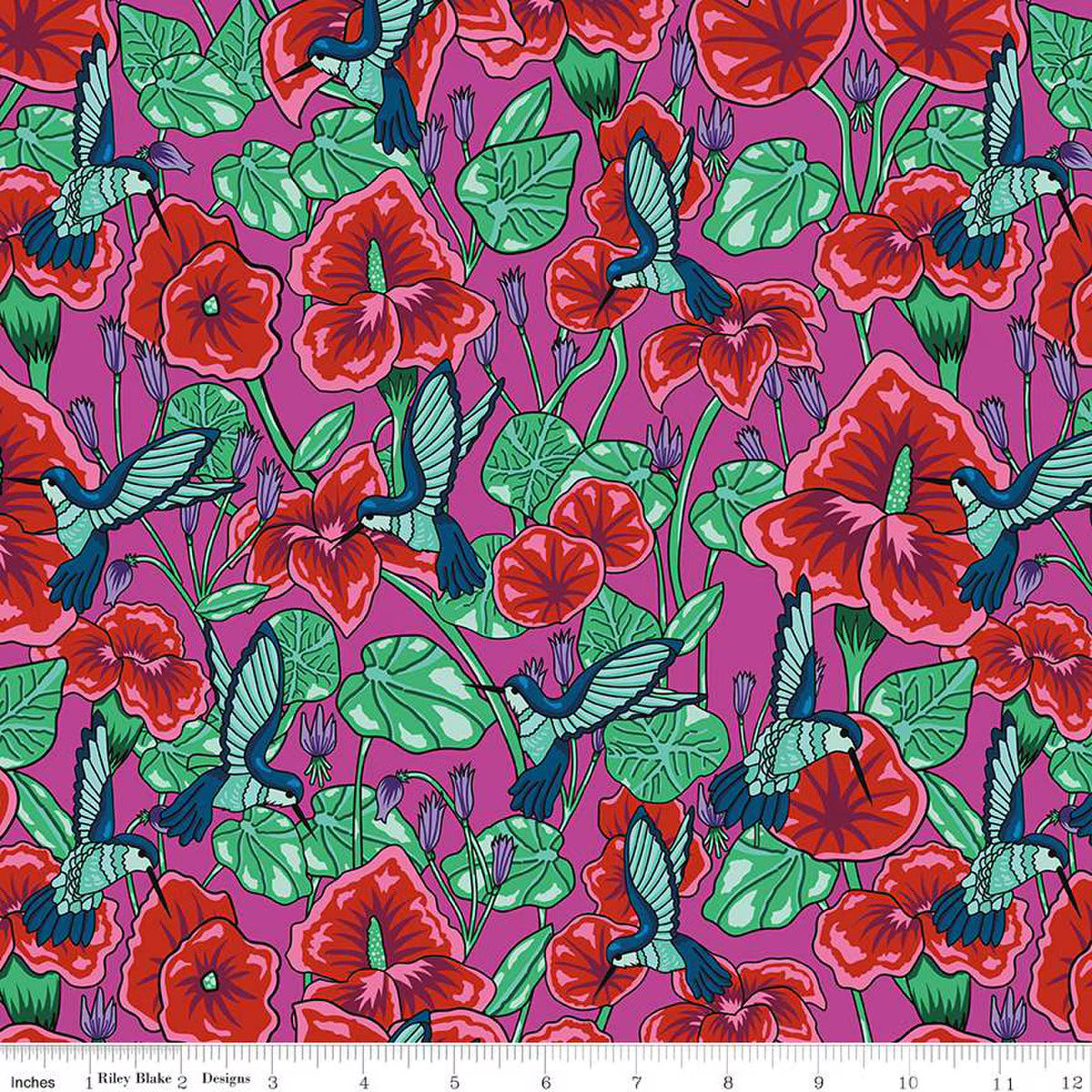 Botanic Blast by Sew Yeah Quilting - Hummingbird Floral: Turquoise