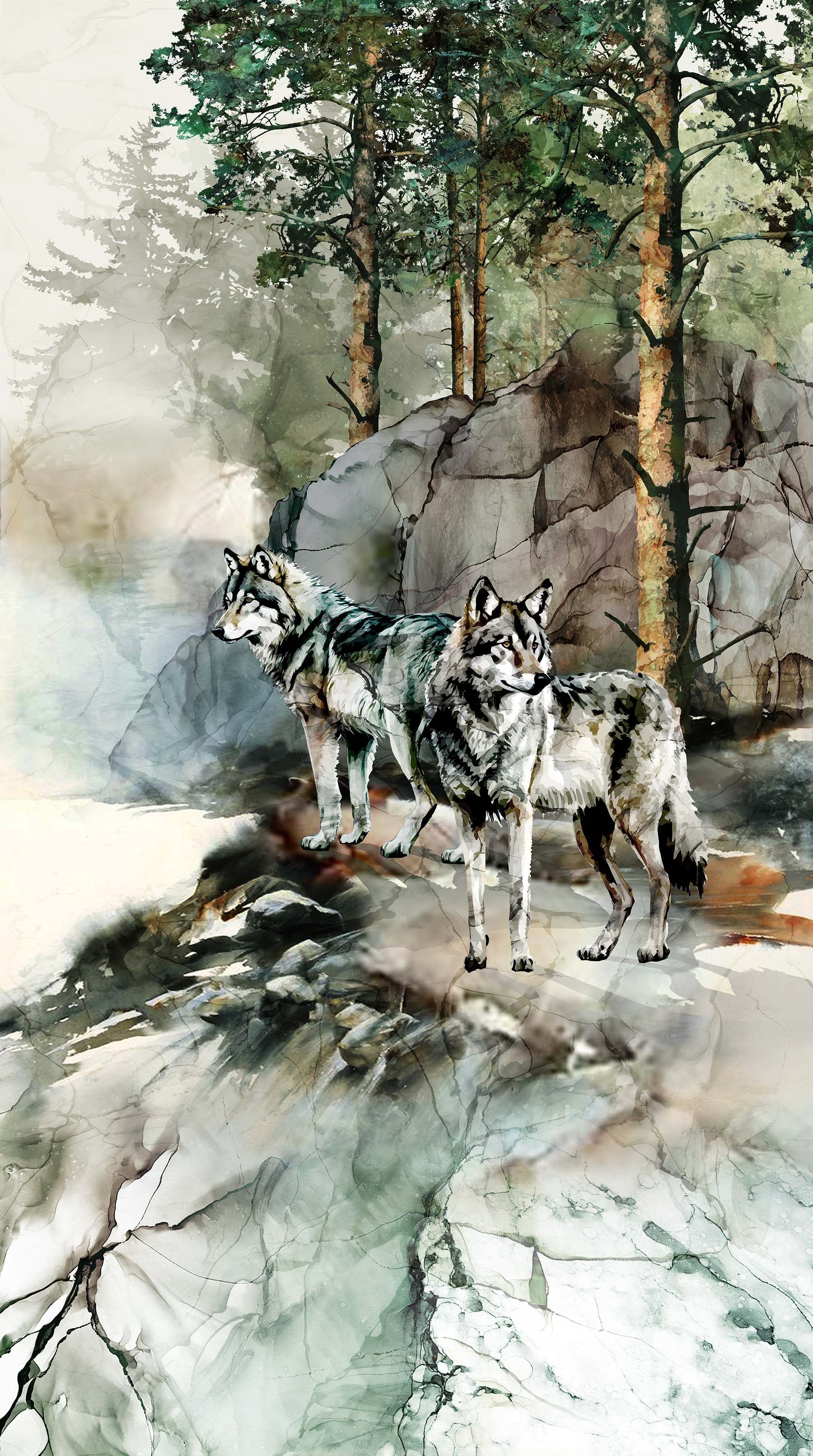 Lone Wolf by Deborah Edwards - Scenic Wolves 24" Panel