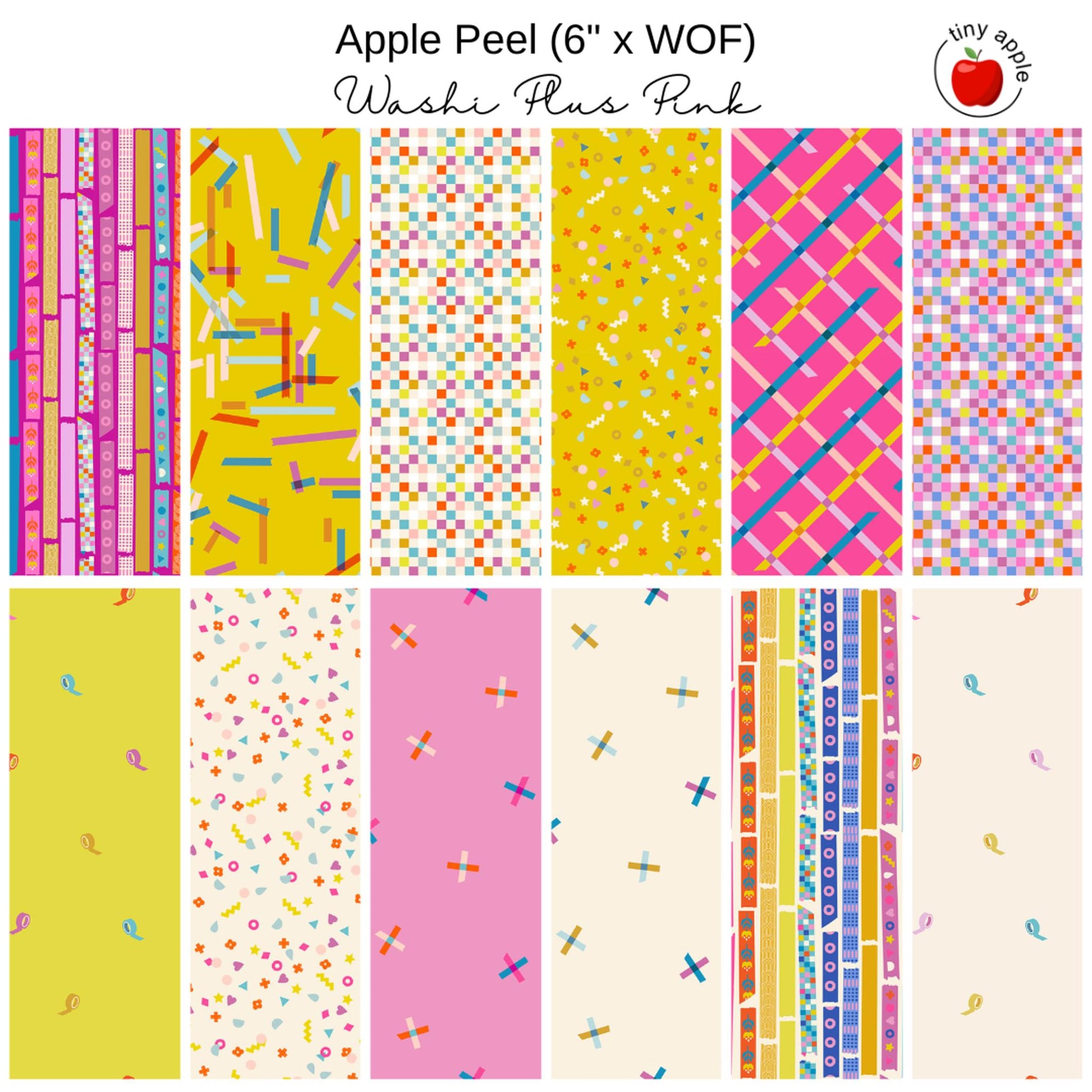 6" Apple Peel (12) Washi Plus -Pink