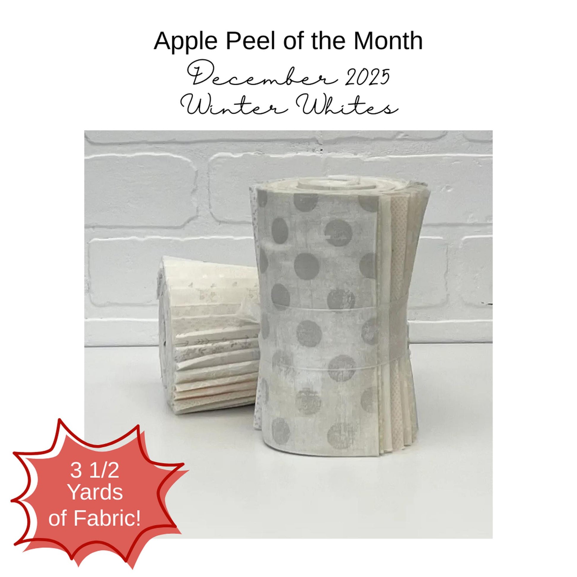 6" Apple Peel (21) Peel of The Month December Winter White