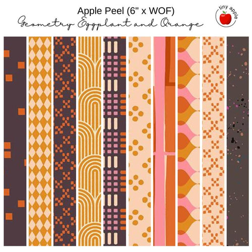 6" Apple Peels (10) - Geometry - Eggplant and Orange