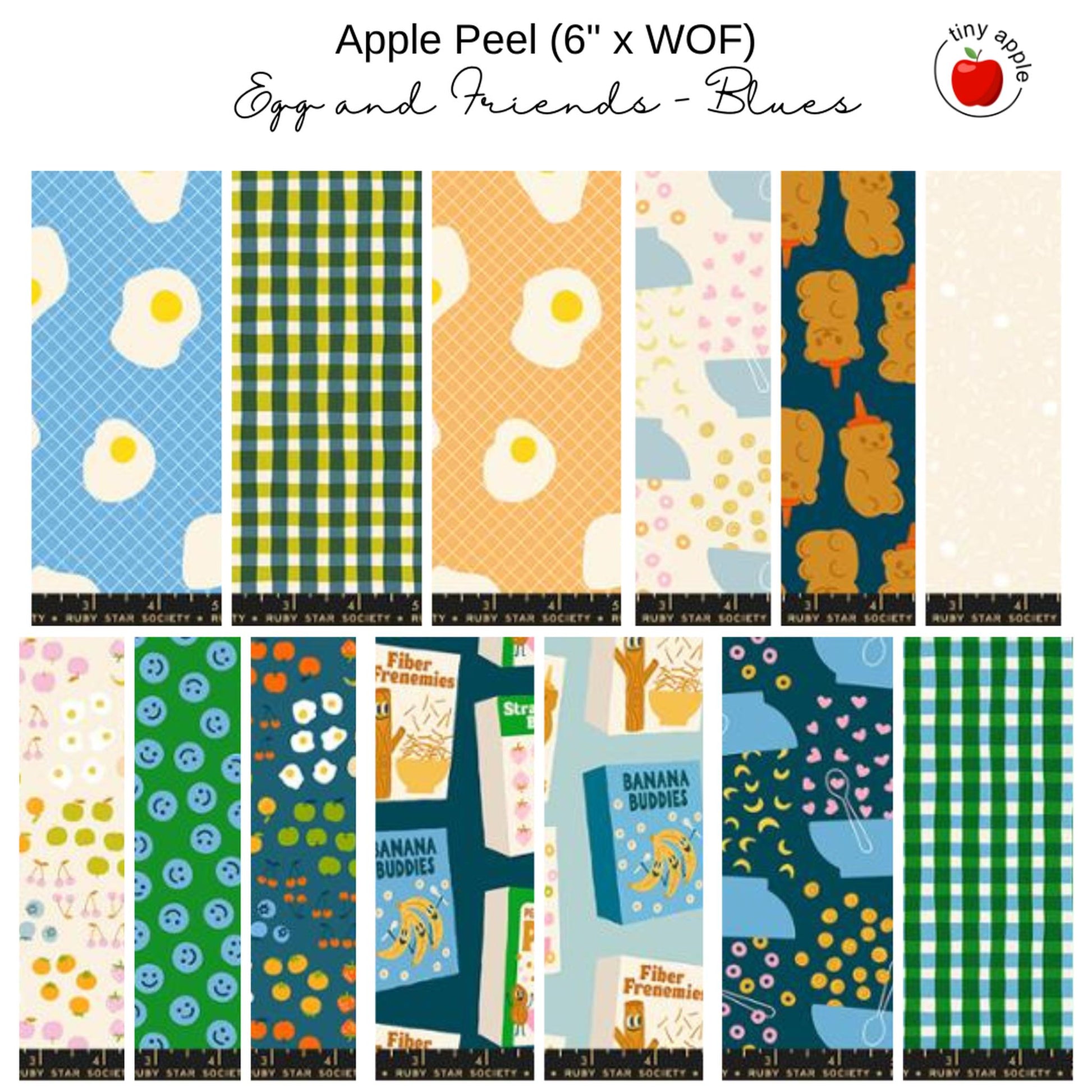 6" Apple Peels (13) - Egg and Friends - Blue