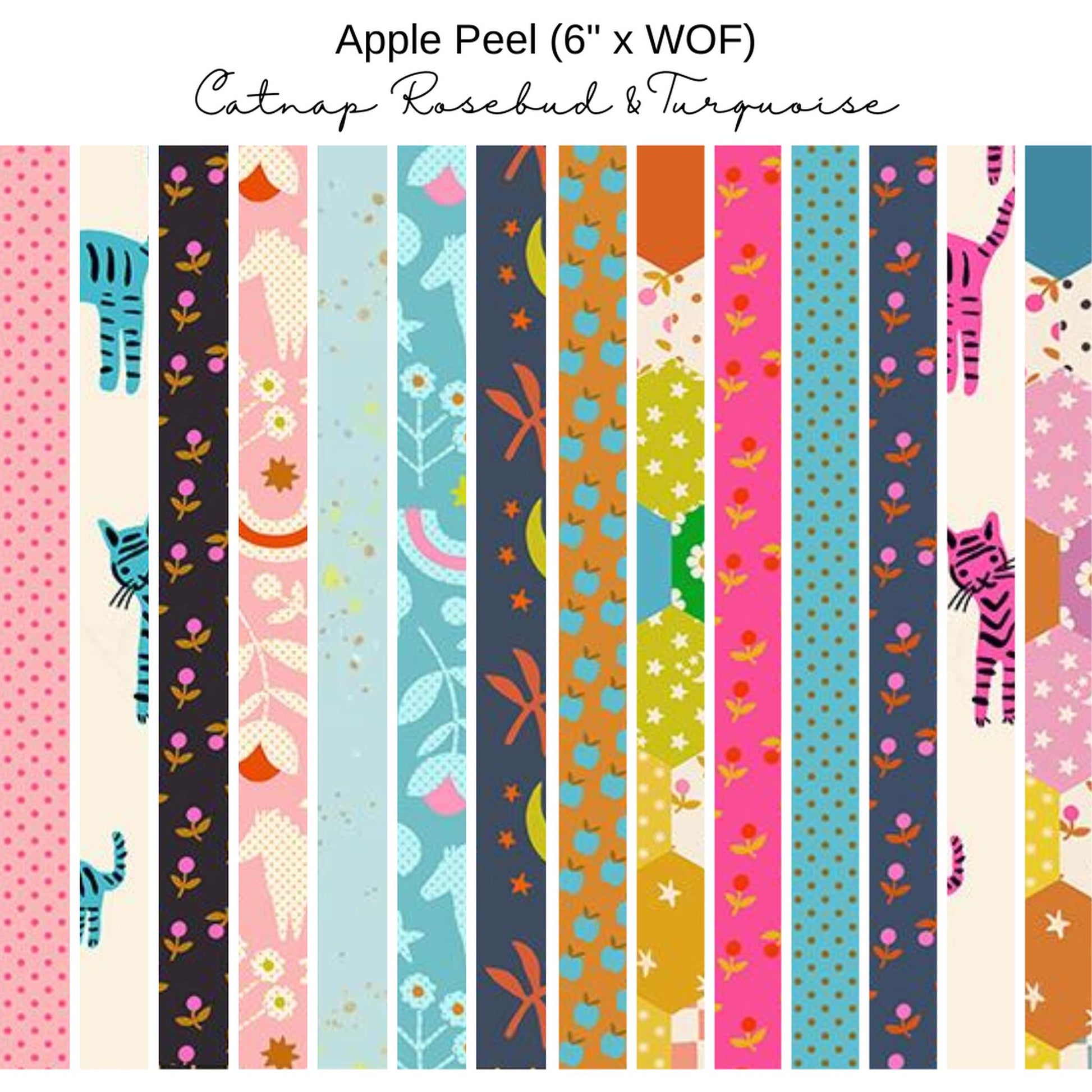 6" Apple Peels (14) - Catnap - Rosebud & Truquoise