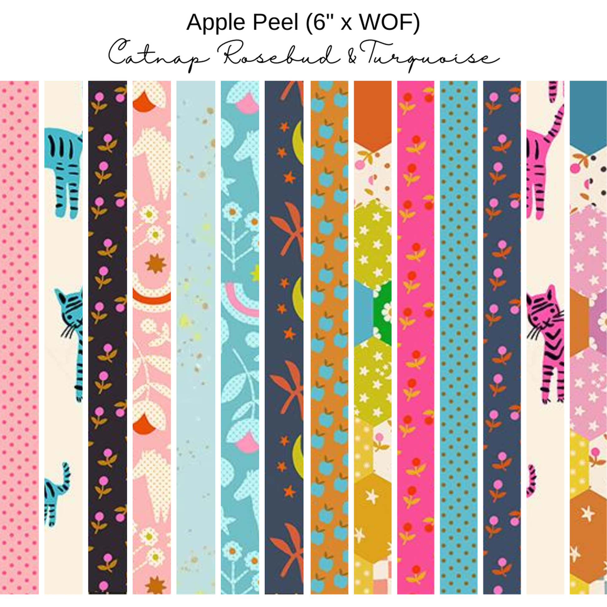 6" Apple Peels (14) - Catnap - Rosebud & Truquoise