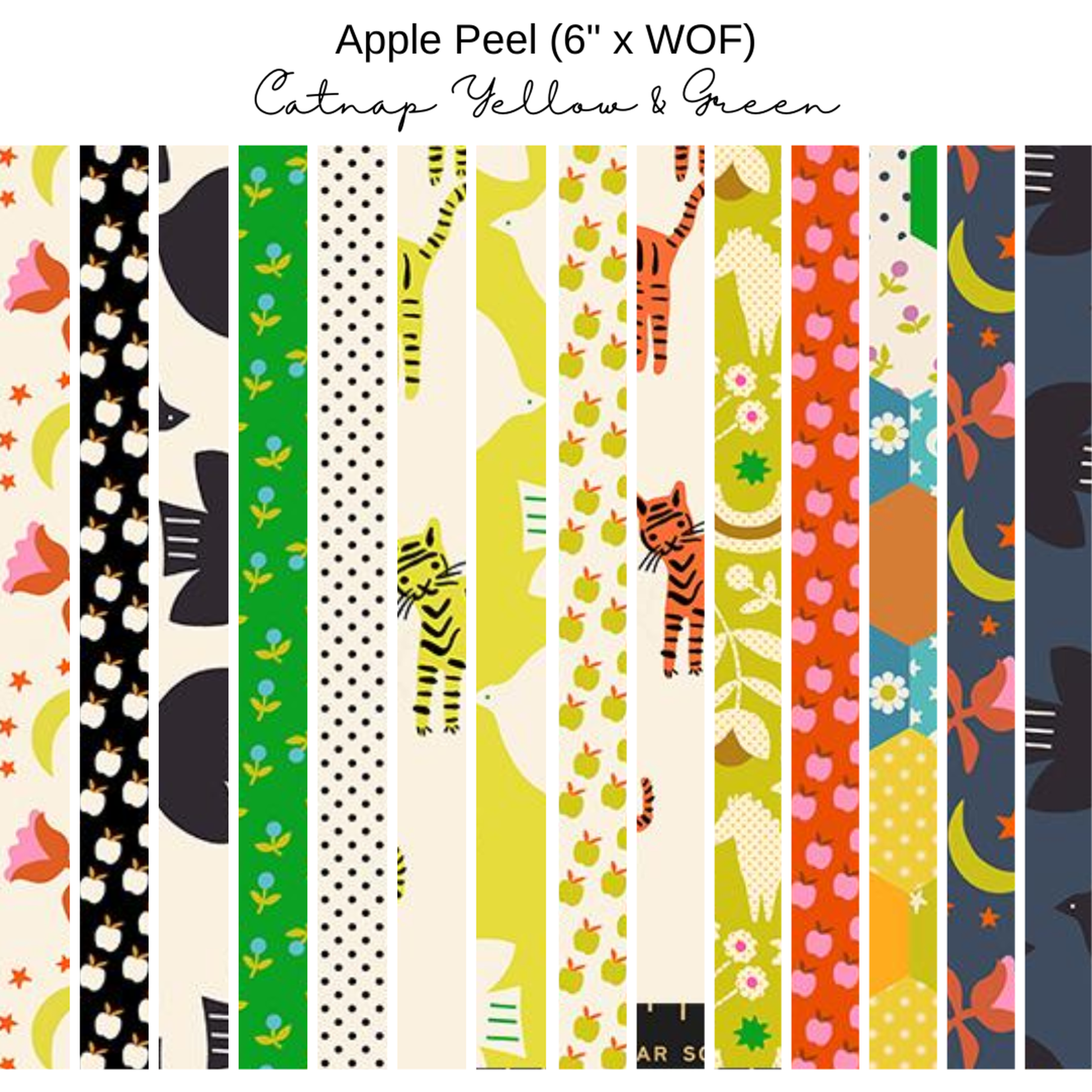 6" Apple Peels (14) - Catnap - Yellow & Green