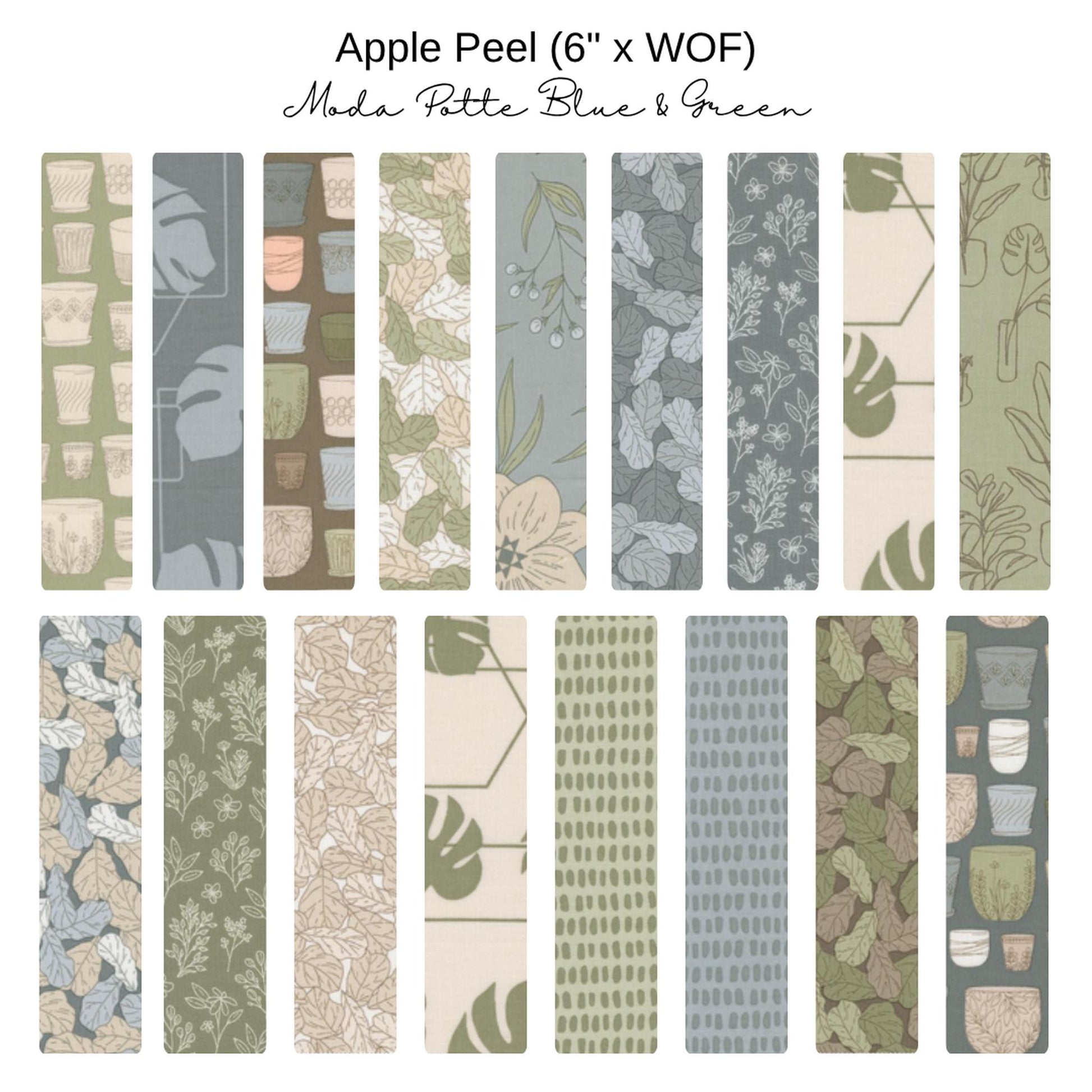 6" Apple Peels (17) - Potted by Kiley's Quilt Room -Blue